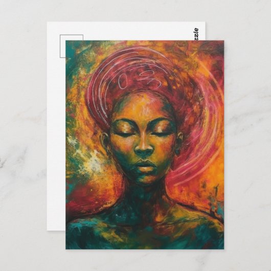 Mooie zwarte vrouw briefkaart (Voorkant / Achterkant)