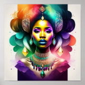 Mooie zwarte vrouw die een kleurrijke hoofdstuk dr poster (Voorkant)