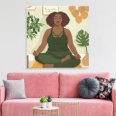 Mooie zwarte vrouw die mediteert canvas afdruk (Insitu (Woonkamer))