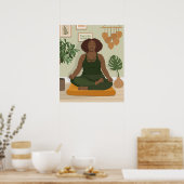 Mooie zwarte vrouw die mediteert poster (Keuken)