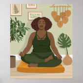 Mooie zwarte vrouw die mediteert poster (Voorkant)