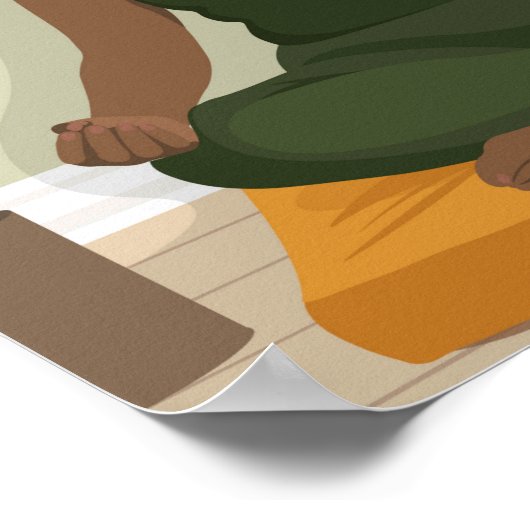 Mooie zwarte vrouw die mediteert poster (Hoek)