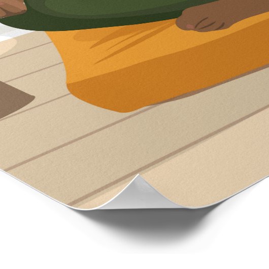 Mooie zwarte vrouw die mediteert poster (Hoek)