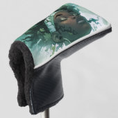 Mooie Zwarte Vrouw Drijvend in Water w / Planten Golfheadcover (3/4 voorkant)