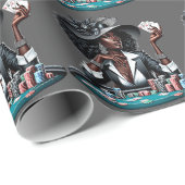 Mooie zwarte vrouw Gambling Casino vier azen Cadeaupapier (Rol Hoek)