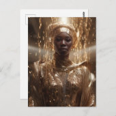 Mooie zwarte vrouw gekleed in goud briefkaart (Voorkant / Achterkant)