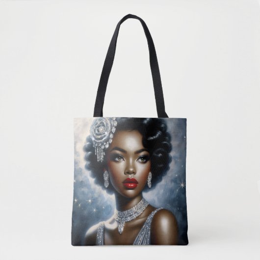 Mooie zwarte vrouw glamour esthetiek tote bag (Voorkant)
