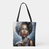 Mooie zwarte vrouw glamour esthetiek tote bag (Achterkant)