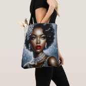 Mooie zwarte vrouw glamour esthetiek tote bag (Dichtbij)