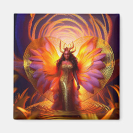 Mooie zwarte vrouw gouden jurk hart achtergrond magneet