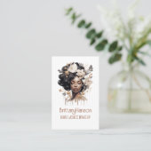 Mooie zwarte vrouw haar make-up stylist visitekaartje (Staand voorkant)