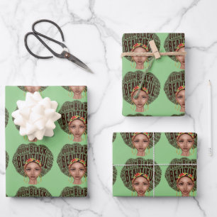Mooie zwarte vrouw in Afrocentric Inpakpapier Vel