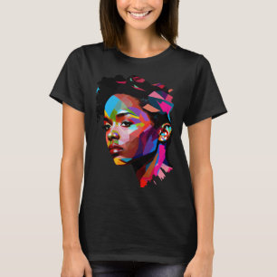 Mooie zwarte vrouw kleurrijke schilderij Afrikaans T-shirt