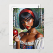 Mooie zwarte vrouw met Apple Art Briefkaart (Voorkant / Achterkant)