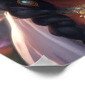 Mooie zwarte vrouw met een bloemenkroon poster (Hoek)