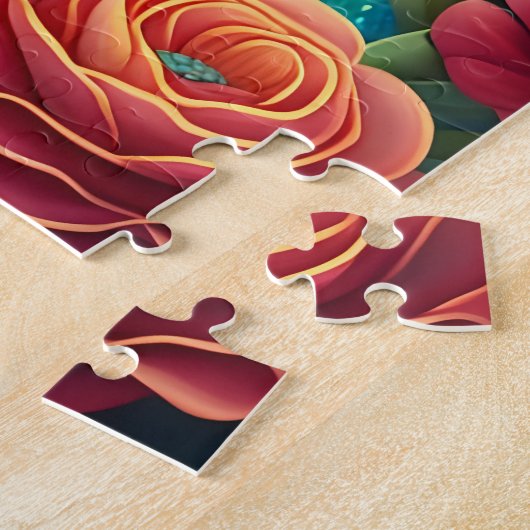 Mooie zwarte vrouw omringd door bloemen legpuzzel (Zijkant)