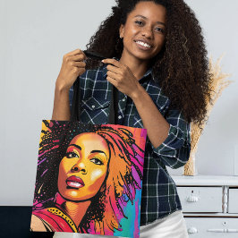 Mooie Zwarte Vrouw Pop Art Stijl Tote Bag