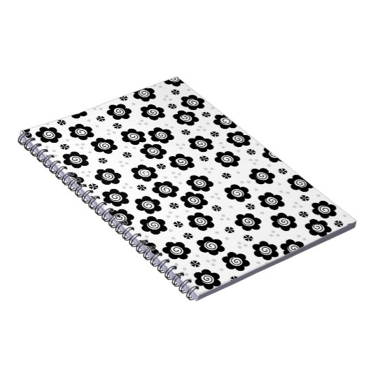 Mooie zwarte witte bloemen Notitieboekje Notitieboek (Rechterzijde)