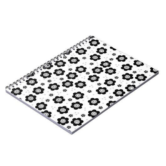 Mooie zwarte witte bloemen Notitieboekje Notitieboek (Linkerzijde)