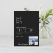 Mooie Zwarte & Witte Bruiloft Save The Date (Staand voorkant)