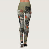 Mooie zwarte, witte en meerkleurige rooosters leggings (Achterkant)
