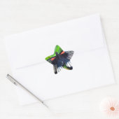 Mooie zwarte, witte en rode vlinder ster sticker (Envelop)