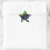 Mooie zwarte, witte en rode vlinder ster sticker (Tas)