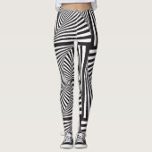 Mooie zwarte witte spirituele optische illusie leggings (Voorkant)