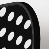 Mooie Zwarte Witte Stippen Roze Monogram Pickleball Paddle (Links Detail)