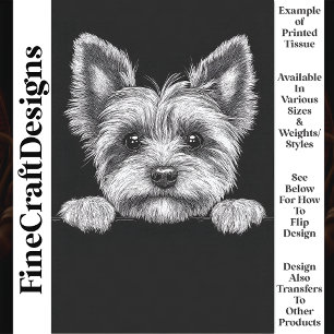 Mooie Zwarte & Witte Yorkshire Terrier T5 Découpag Tissuepapier