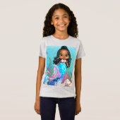 Mooie zwarte zeemeermin spelen in het zee t-shirt (Voorkant volledig)