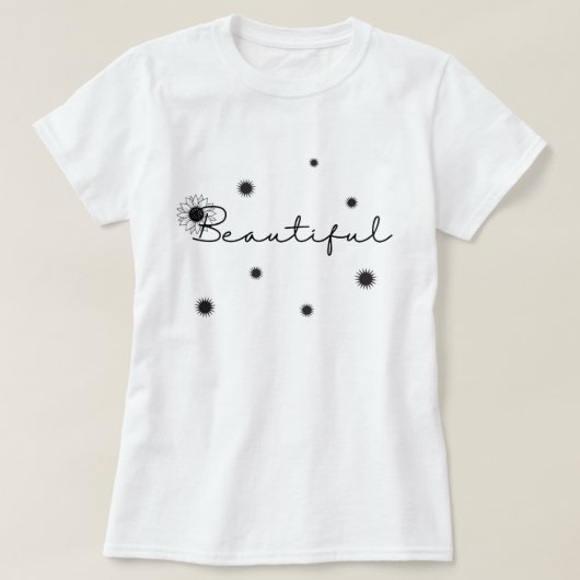  Mooie Zwarte Zonnebloem Bloemen Bloemen T-shirt (Design voorkant)