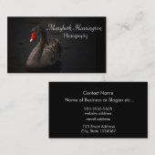 Mooie zwarte zwaan met een helder rood dok visitekaartje (Voorkant / Achterkant)