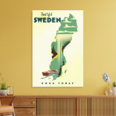 Mooie Zweden reisposter Canvas Afdruk (Insitu (Woonkamer))