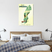 Mooie Zweden reisposter Canvas Afdruk (Insitu (Slaapkamer))