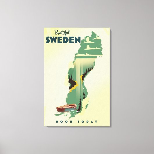 Mooie Zweden reisposter Canvas Afdruk (Voorkant)