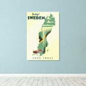 Mooie Zweden reisposter Canvas Afdruk (Insitu (Houten vloer))