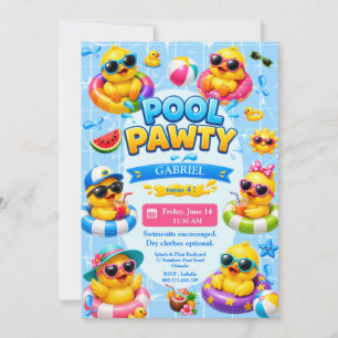 Mooie Zwembad Feest Eend Kinderen Verjaardagsuitno Kaart
