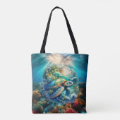 Mooie zwemmen Zee schildpad Canvas tas (Achterkant)