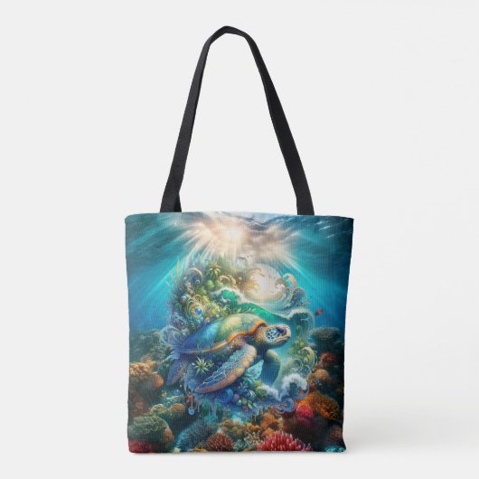 Mooie zwemmen Zee schildpad Canvas tas (Achterkant)