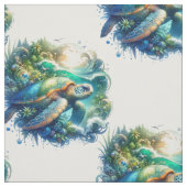 Mooie zwemmen Zee schildpad stof (Swatch)