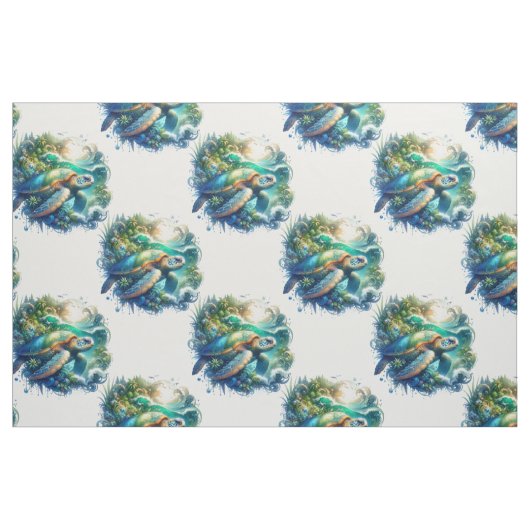 Mooie zwemmen Zee schildpad stof (Fat Quarter)