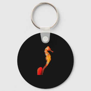 Mooie zwemmende zeepaardfiguur aan de voorkant sleutelhanger