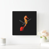 Mooie zwemmende zeepaardfiguur aan de voorkant vierkante klok (Huis)