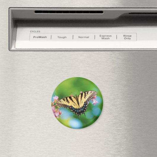 Mooie Zwemstaartvlinder op  bloemen Magneet (Insitu (Vaatwasser))