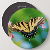 Mooie Zwemstaartvlinder op bloemen Ronde Button 6,0 Cm (Voorkant /achterkant)