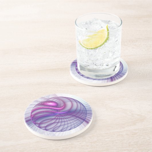 Mooie zwendelroze Abstracte fractale kunst Zandsteen Onderzetter (Zijkant)