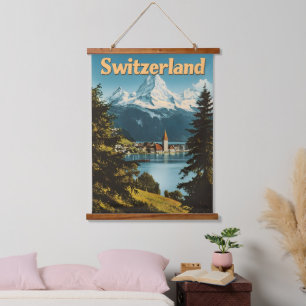 Mooie Zwitserse Alpen Schilderachtig Bergen Hangend Wandkleed