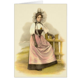 Mooie Zwitserse vrouw in het traditionele kostuum,