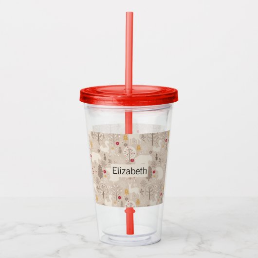Mooien bosdieren Scandinavisch patroon Acryl Drinkbeker (Voorkant)